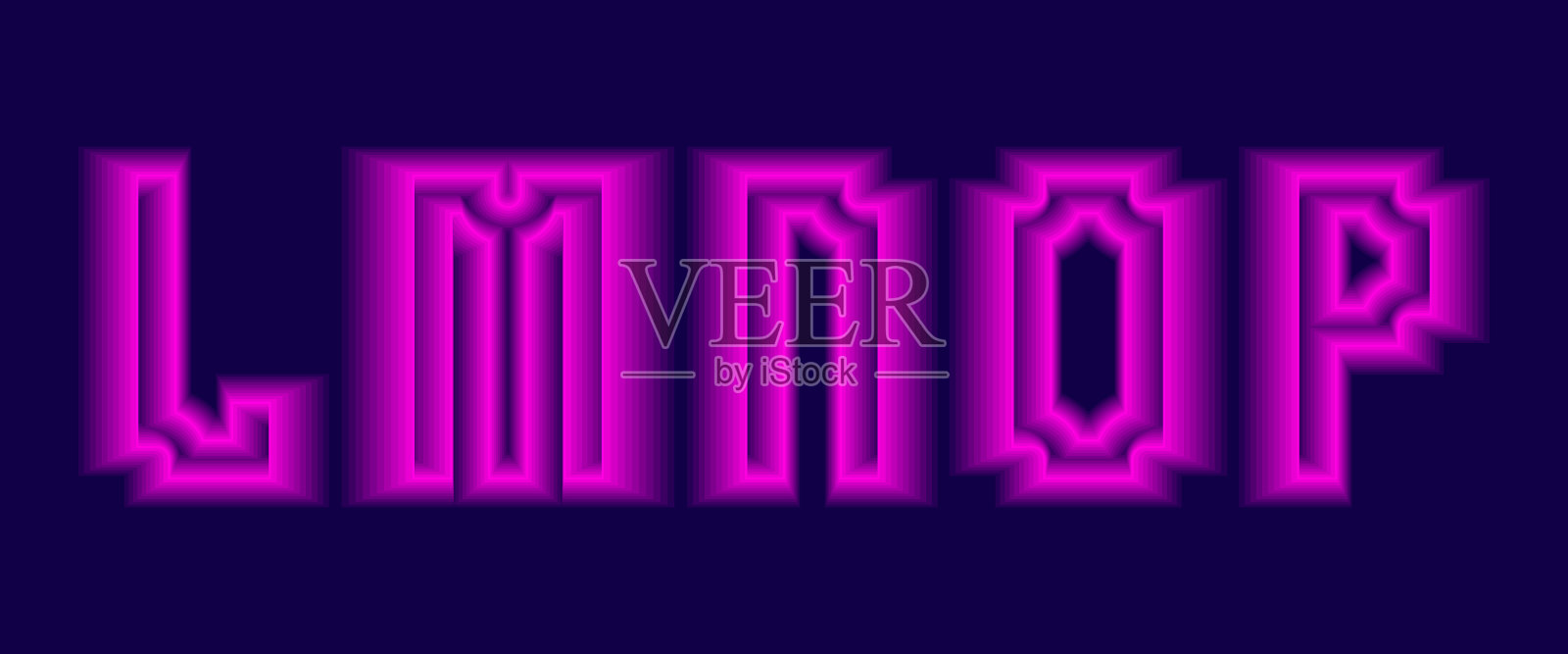 L m n o p字母带有粉红色的氖光插画图片素材