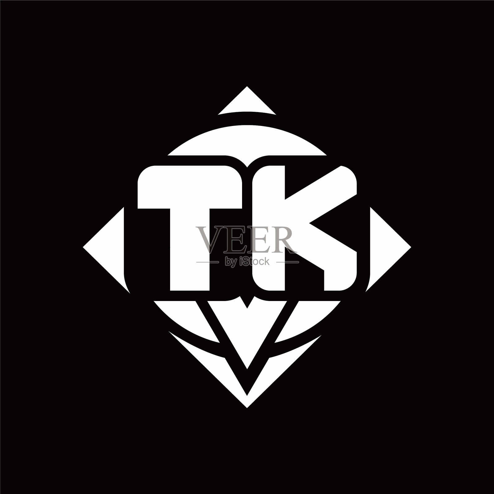 Tk标志字母与圆形形状和正方形插画图片素材