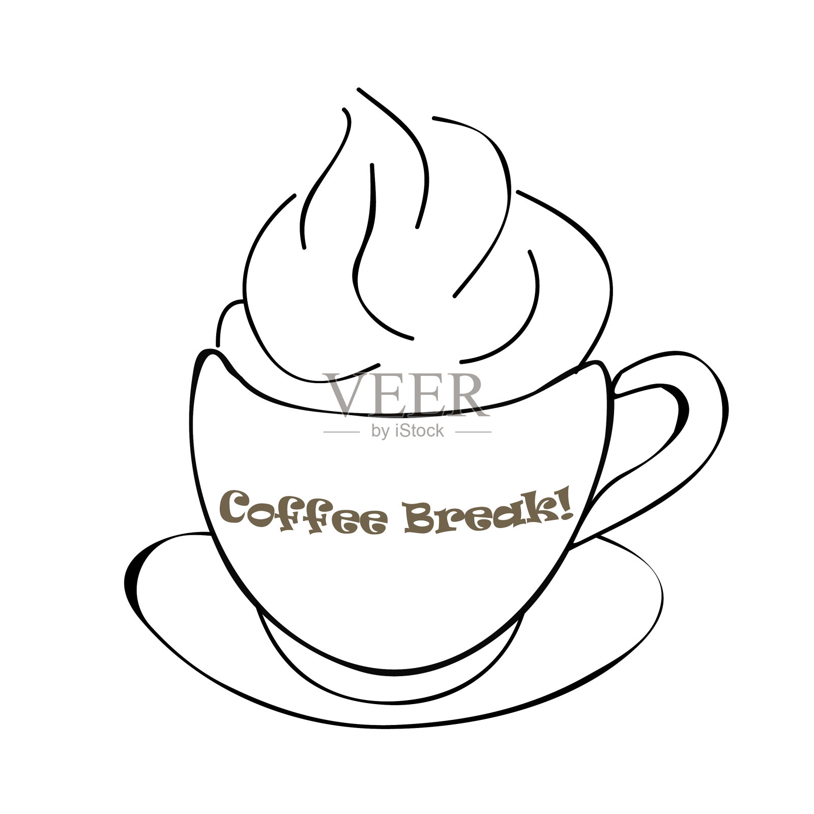 咖啡休息报价和咖啡杯插画图片素材