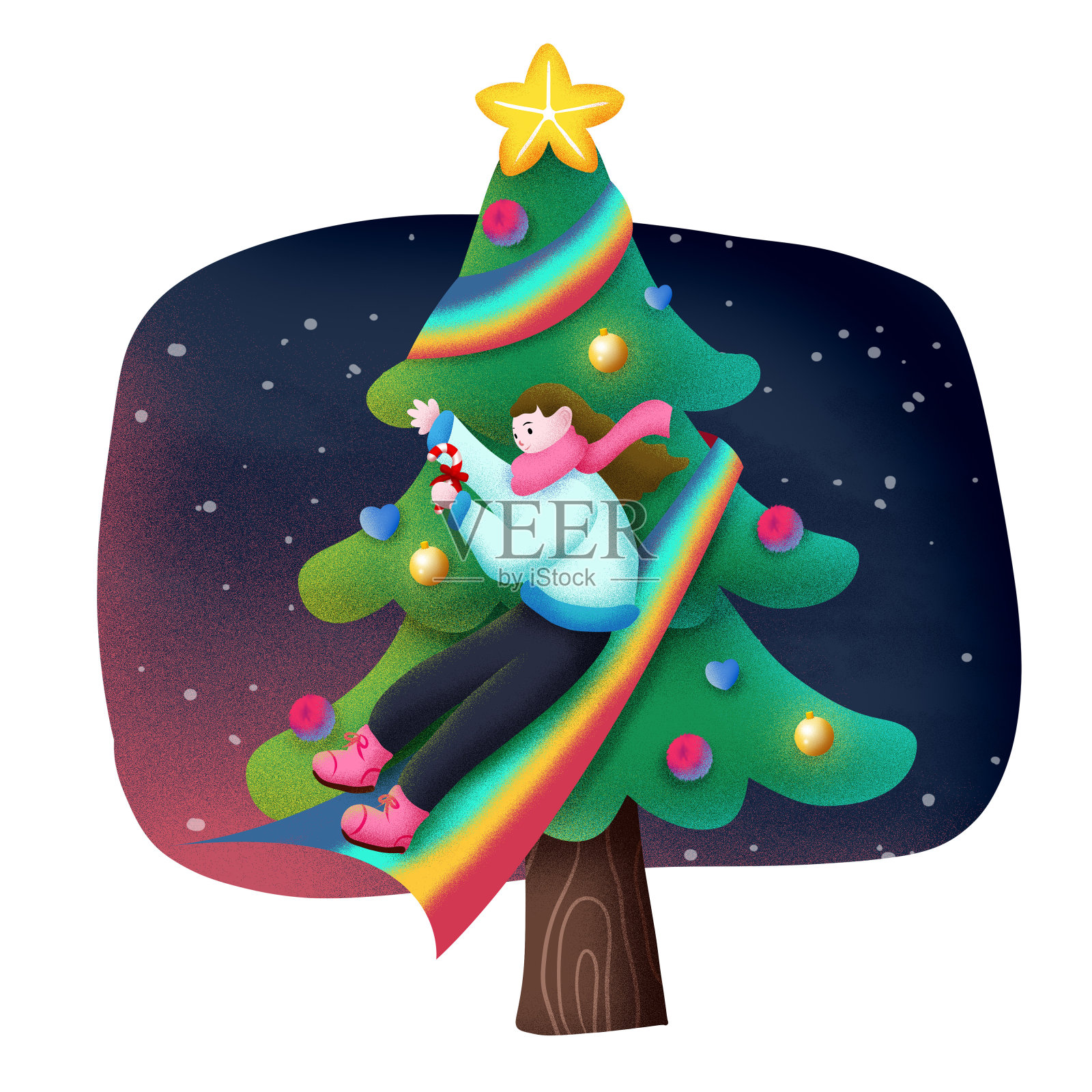 原创活力彩虹圣诞树设计元素图片