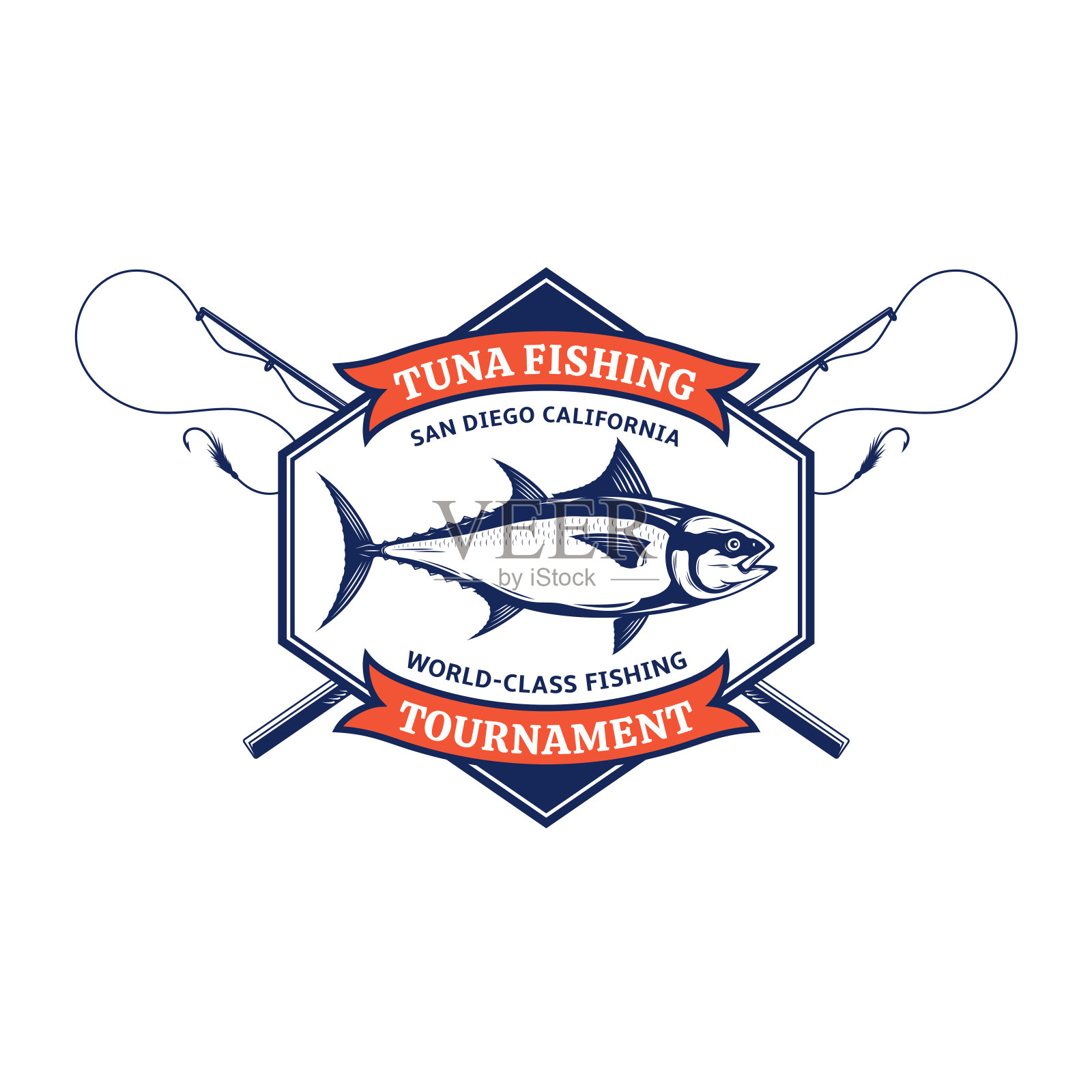 金枪鱼渔业的徽章插画图片素材