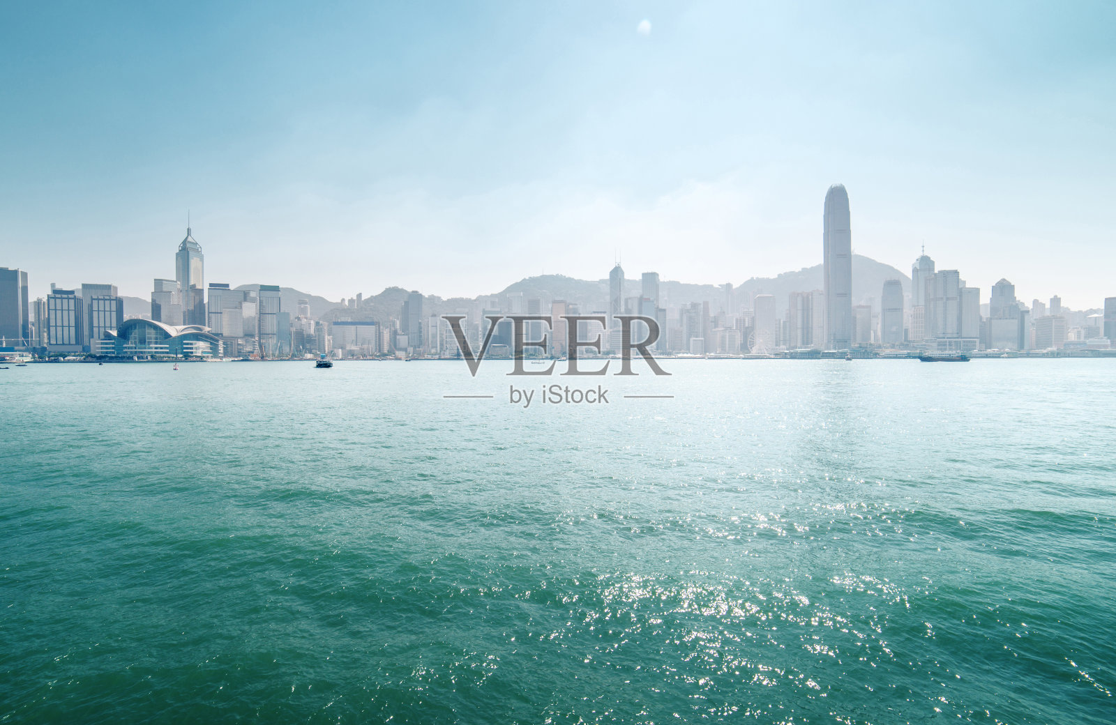 阳光明媚的香港海港，中国照片摄影图片