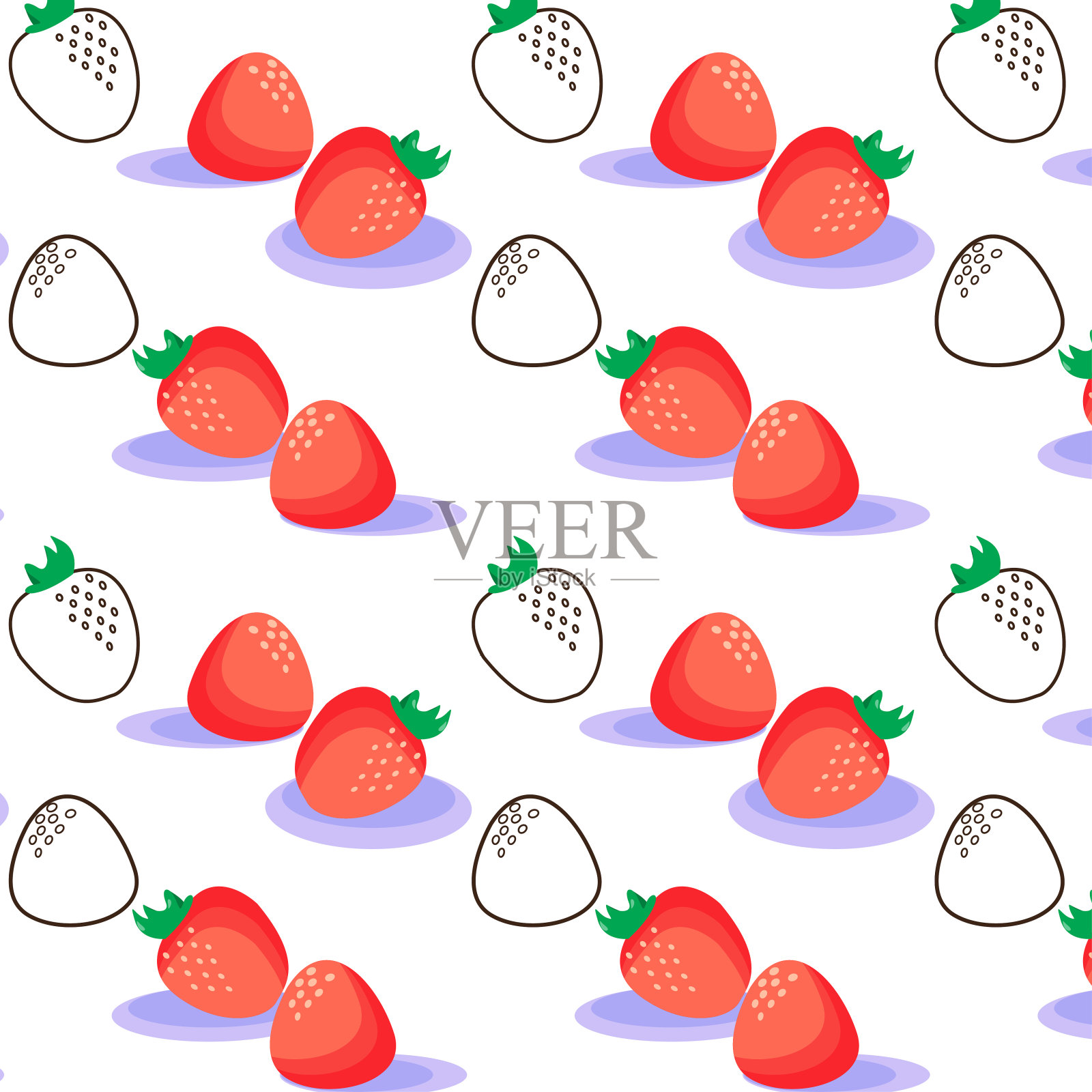 草莓无缝图案设计矢量背景插画图片素材