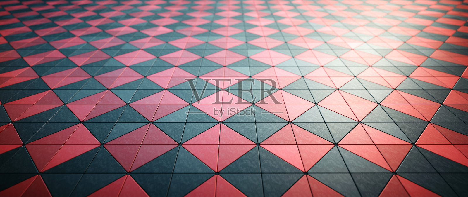 闪亮的黑色和红色瓷砖地板在格子图案-低角度递减的视角照片摄影图片