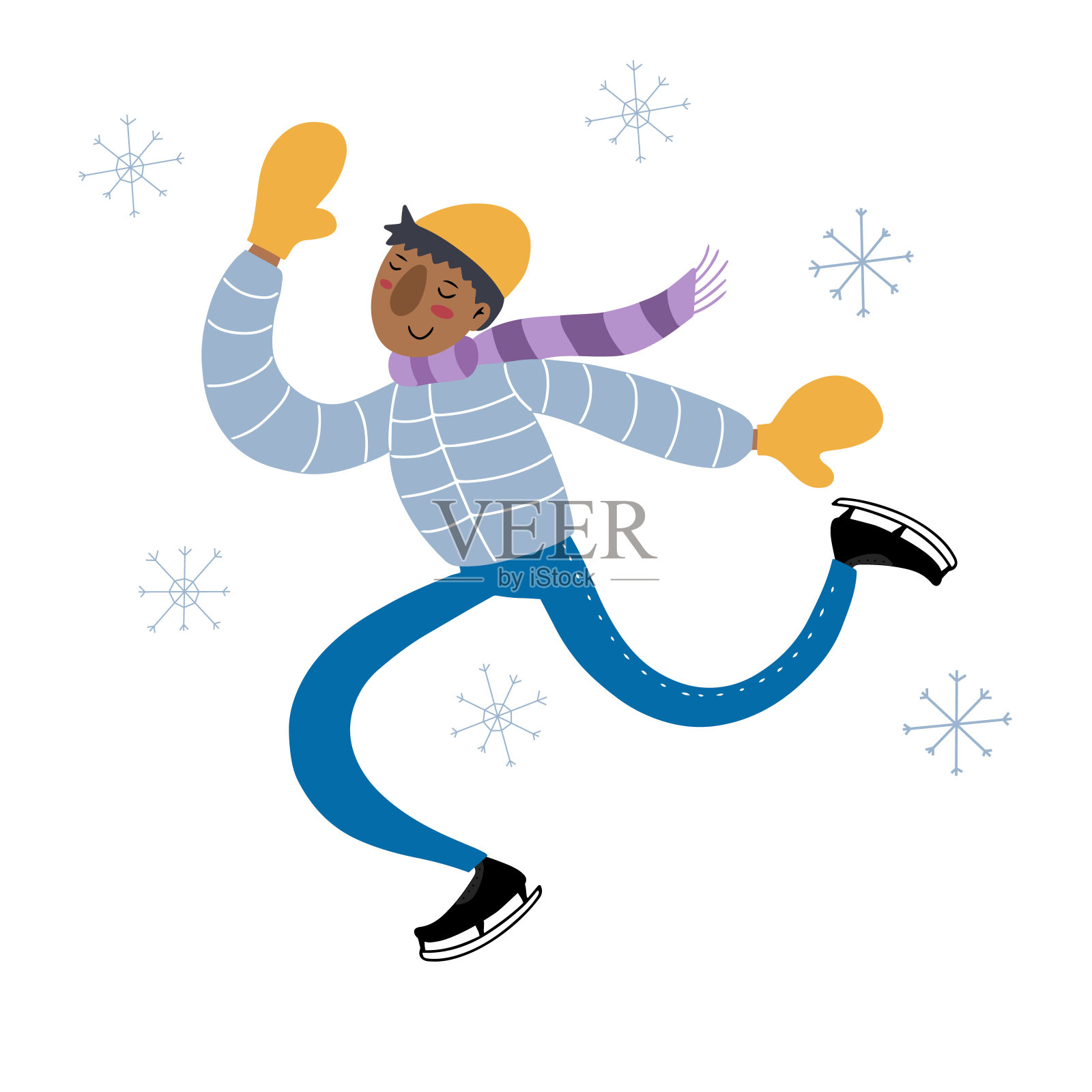 彩色的滑冰插画图片素材