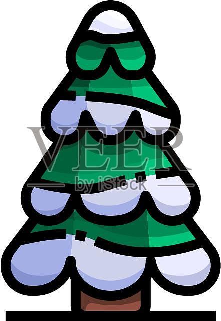 圣诞节圣诞树卡通扁平元素设计元素图片