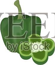 蔬菜绿色家椒辣椒灯笼椒绿色食品卡通扁平元素设计元素图片