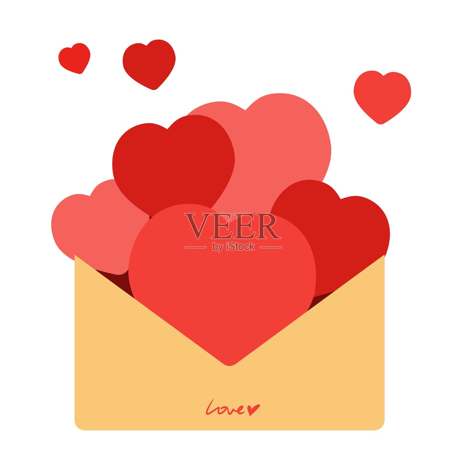 红色爱心示爱信封可爱设计元素图片