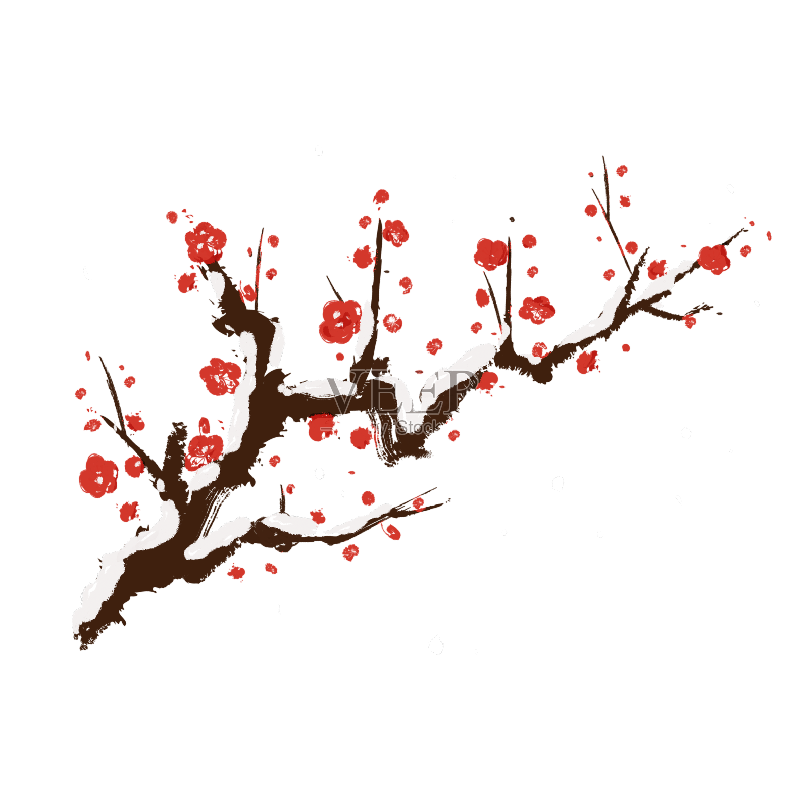 立冬雪天冬梅红色设计元素图片