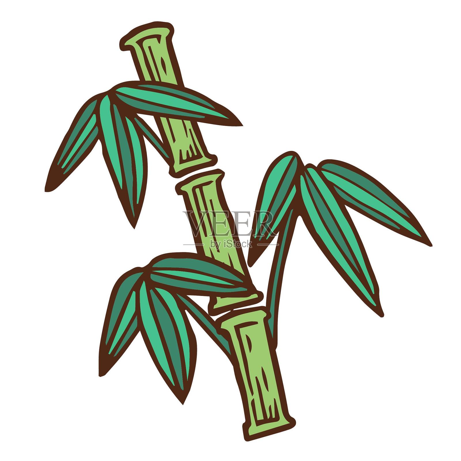 青竹茎带叶设计元素图片