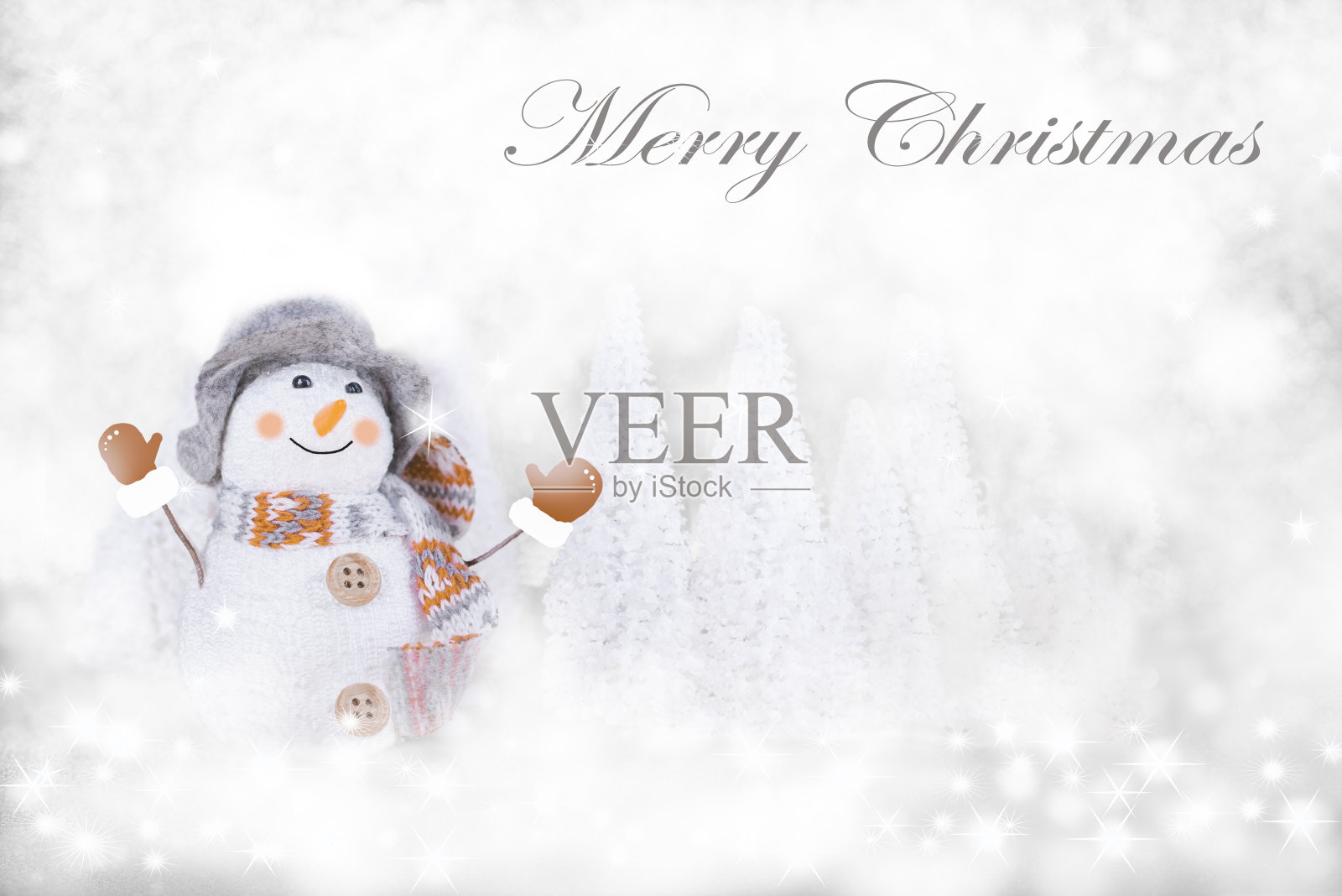 圣诞贺卡。可爱的雪人在寒假背景照片摄影图片