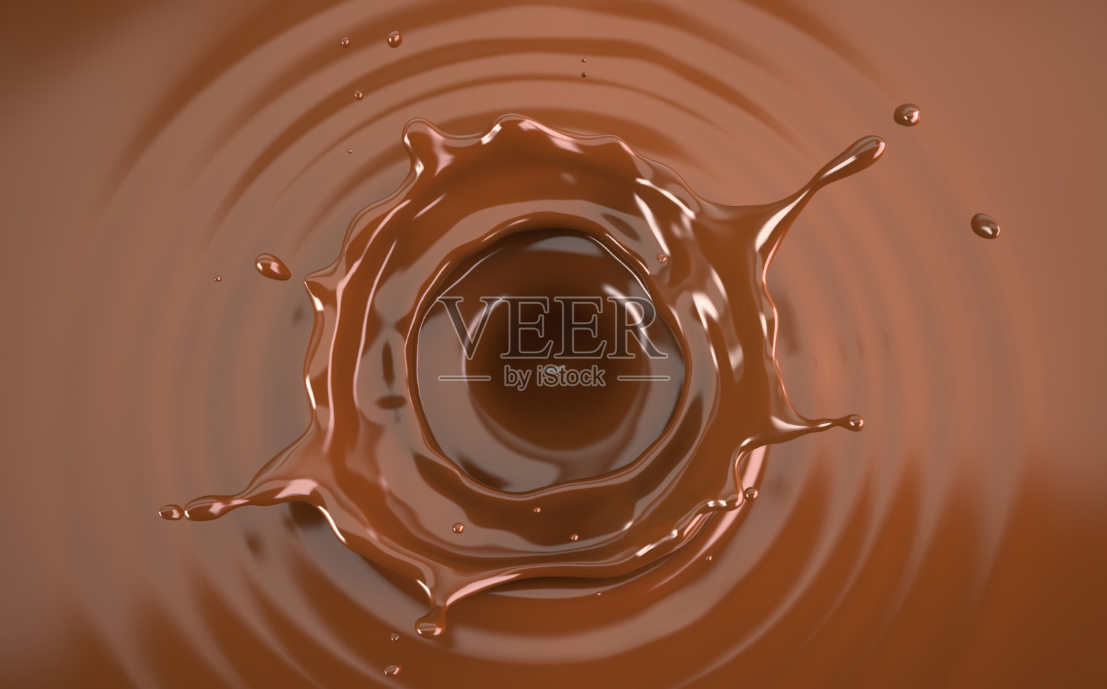 液体巧克力皇冠飞溅。照片摄影图片