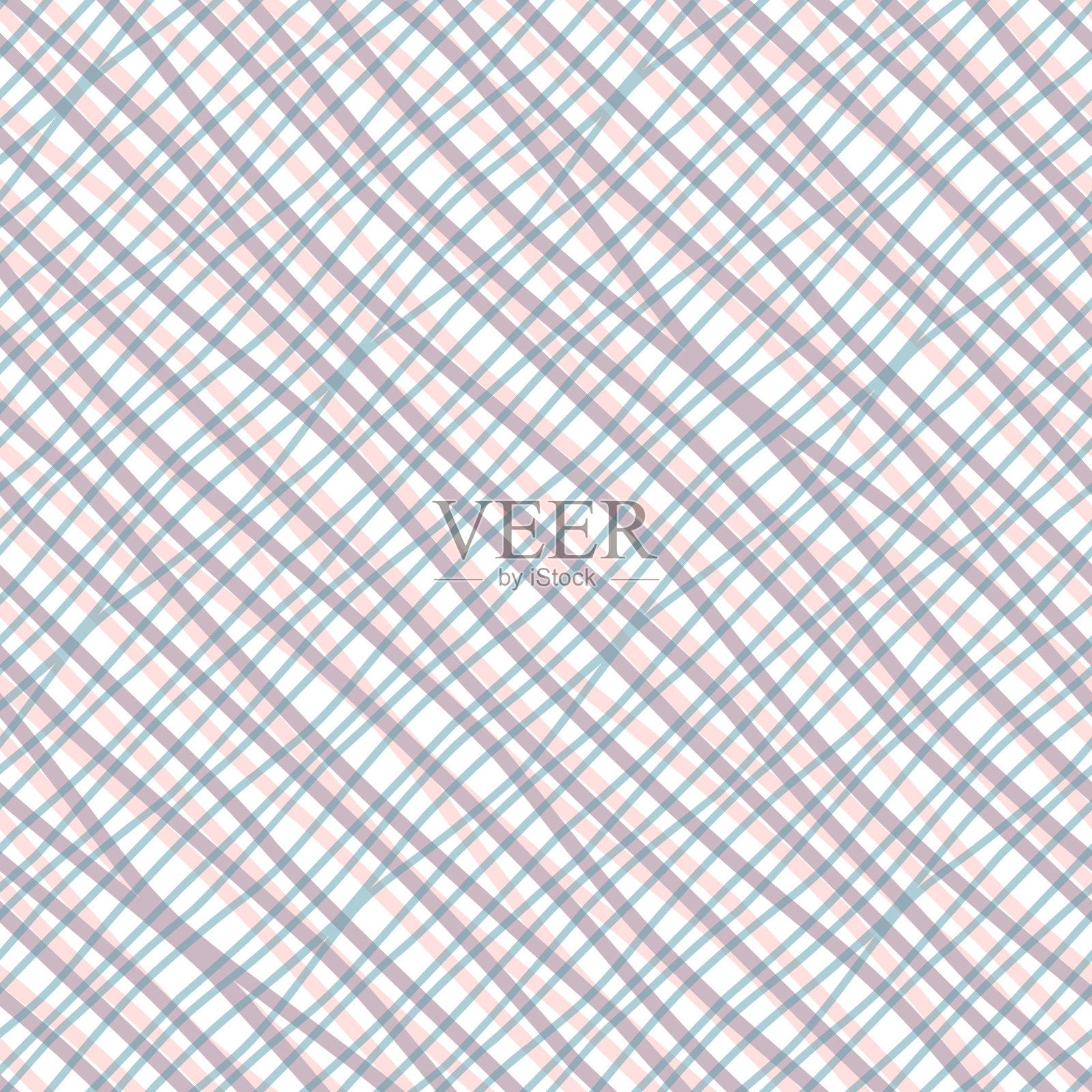 棉织物的无缝几何抽象图案粉蓝色对角波浪条纹设计。向量插画图片素材