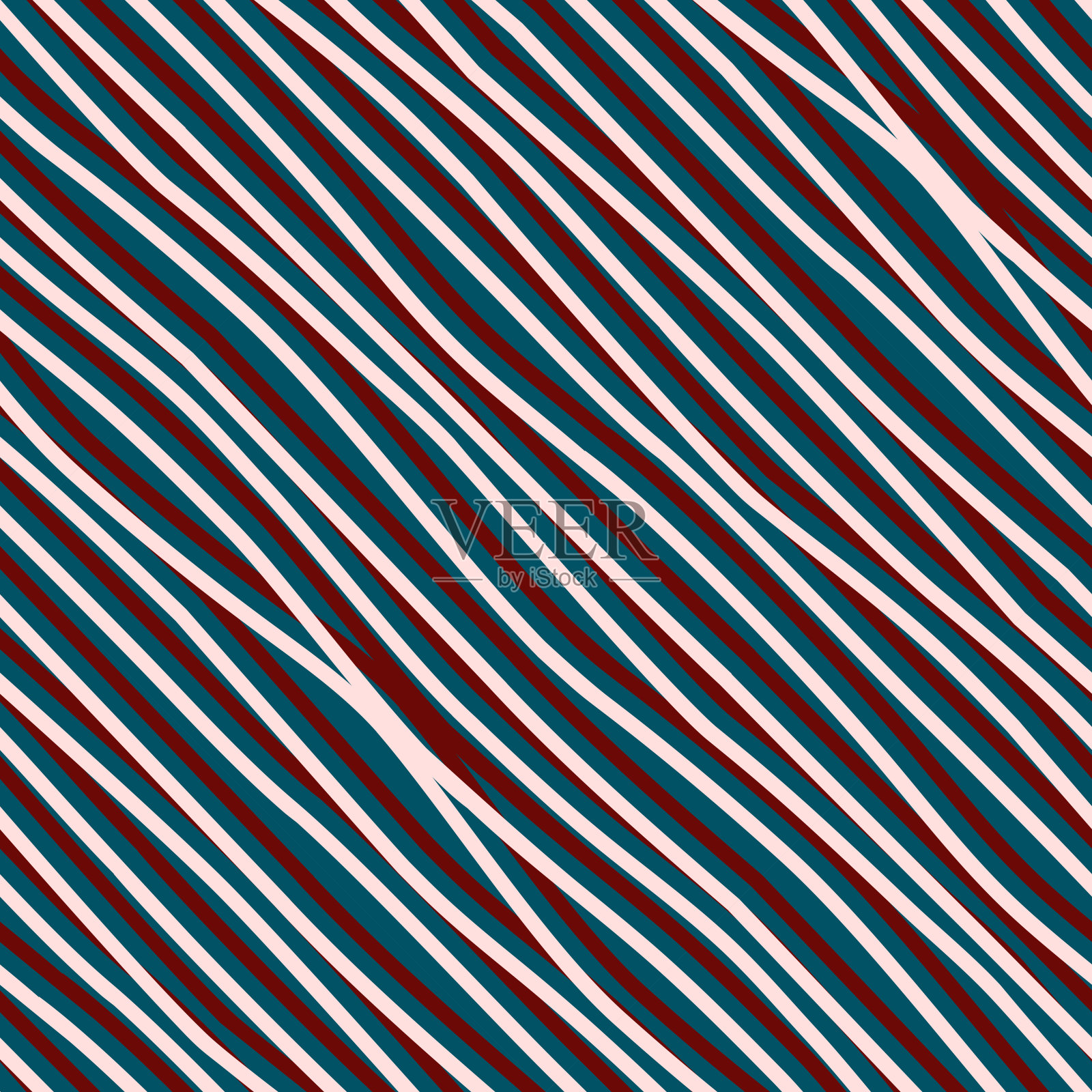 矢量无缝几何抽象图案粉红色蓝色勃艮第斜波条纹棉布设计插画图片素材