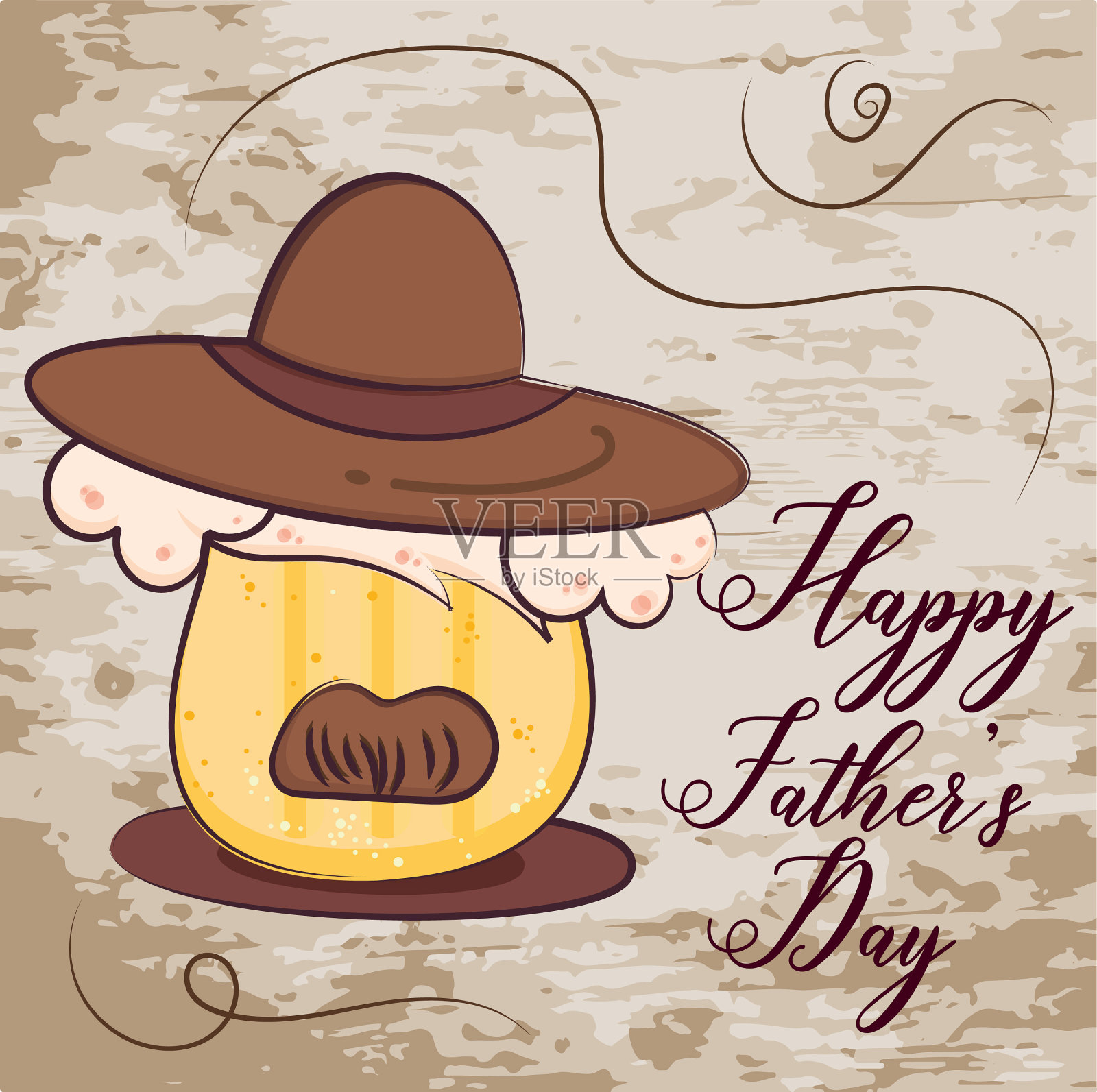 孤立可爱的啤酒杯卡通父亲节快乐插画图片素材