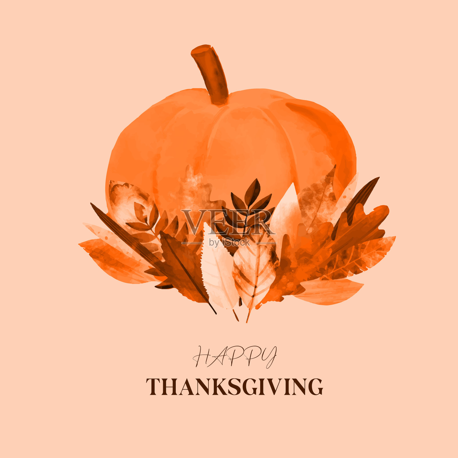 快乐的感恩节卡片设计插图橙色插画图片素材