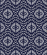 无缝蓝色日本背景螺旋十字万花筒几何图片素材