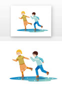 卡通滑雪冬季人物组合元素符号图片