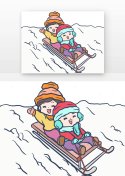 滑雪冬天儿童人物玩耍元素符号图片