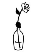 手绘插图的一个空酒瓶与一个单一的玫瑰插画图片
